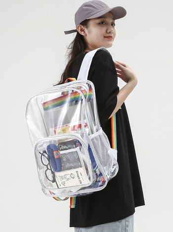 Läbipaistev PVC seljakott, veekindel, maht alla 20 l, õhupadi rihm