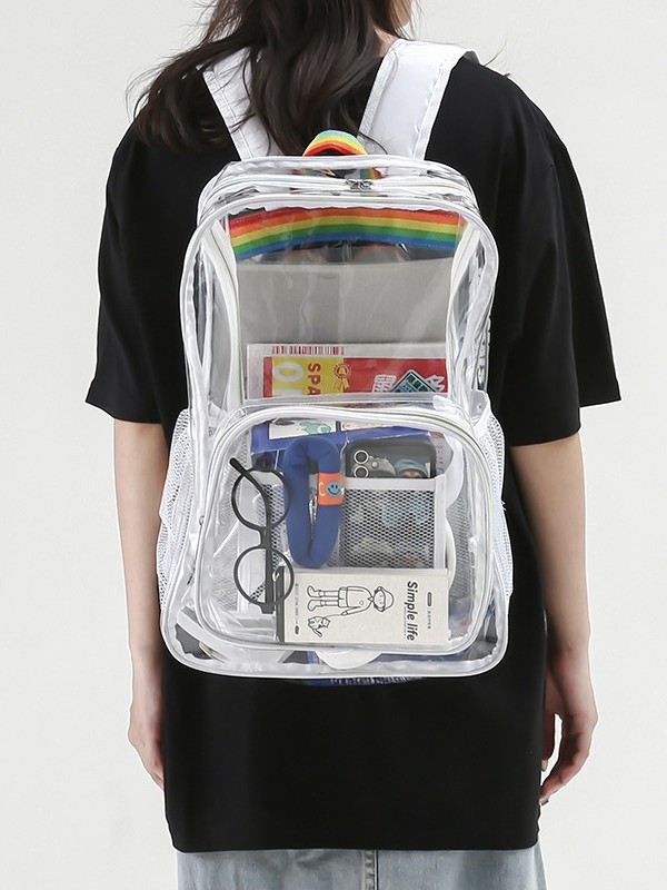 Läbipaistev PVC seljakott, veekindel, maht alla 20 l, õhupadi rihm