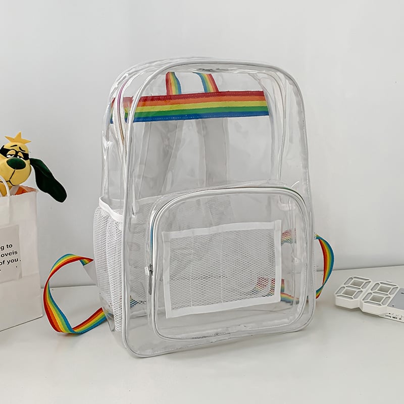 Läbipaistev PVC seljakott, veekindel, maht alla 20 l, õhupadi rihm