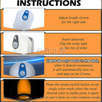 Toaleti öövalgus liikumisanduriga, sisseehitatud aku, induktiivlüliti, CE-sertifikaat, pinge ≤36V