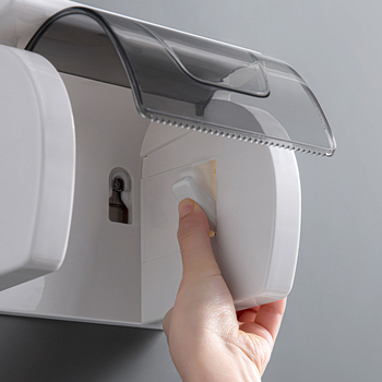 Nástenný bezvrtaný držiak na toaletný papier, vodotesný, z plastu, oválny tvar, moderný minimalistický štýl