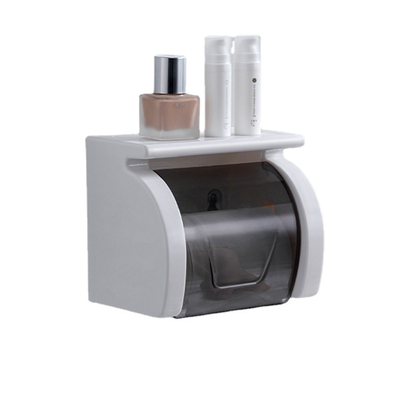 Nástenný bezvrtaný držiak na toaletný papier, vodotesný, z plastu, oválny tvar, moderný minimalistický štýl