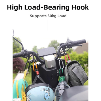 Priekšējā uzstādīšana bez urbšanas — universālais motocikla āķis ar vienu āķi ķiverēm un kravām