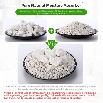 Greito kalkių desikantas maišelis vidaus drėgmei sumažinti; apsauga nuo drėgmės ir pelėsių spintose, kambariuose ir sandėliuose (maišelis, plokščia padėtis).