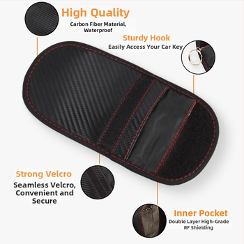 Bymaocar Kućište za ključeve automobila od PU kože s teksturom karbona, RFID zaštita, anti-kradnja, poslovni stil, mogućnost prilagodbe