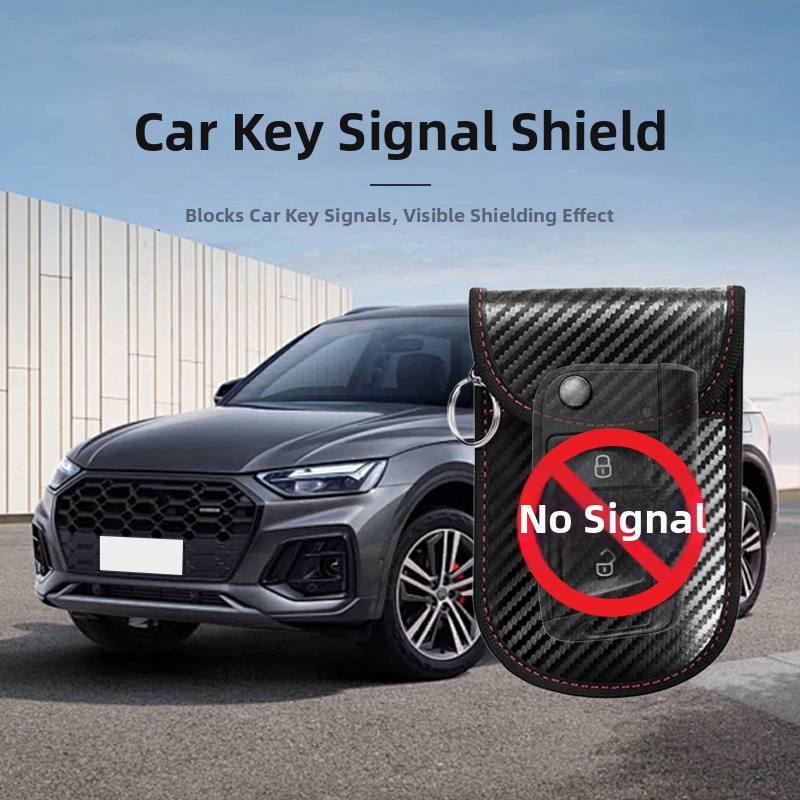 Bymaocar Kućište za ključeve automobila od PU kože s teksturom karbona, RFID zaštita, anti-kradnja, poslovni stil, mogućnost prilagodbe