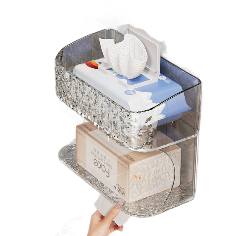 Stenová skrinka do kúpeľne — štvorcová plastová, moderný minimalistický štýl, na toaletný papier, vlhké utierky, hygienické vložky a telefón