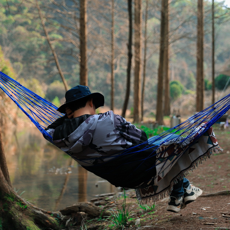 Hike Mount Vonkajší hamak — 10‑väzový hrubý nylonový lan, sieťový povrch, prenosné hojdačkové kreslo, nosnosť 100 kg