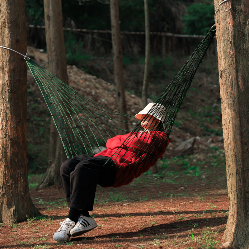 Hike Mount Vonkajší hamak — 10‑väzový hrubý nylonový lan, sieťový povrch, prenosné hojdačkové kreslo, nosnosť 100 kg