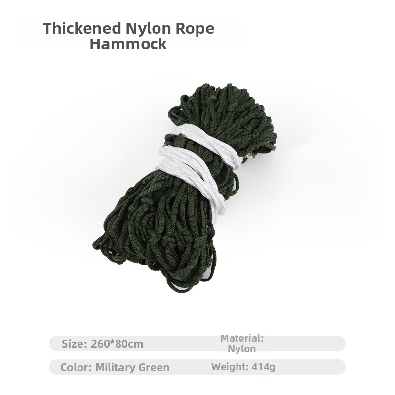 Hike Mount Vonkajší hamak — 10‑väzový hrubý nylonový lan, sieťový povrch, prenosné hojdačkové kreslo, nosnosť 100 kg