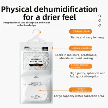 Bamboo rhyme Desikantas maišelis su kalcio chloridu, 200 g, pakabinamas kabliukas, namų drėgmės mažinimo priemonė