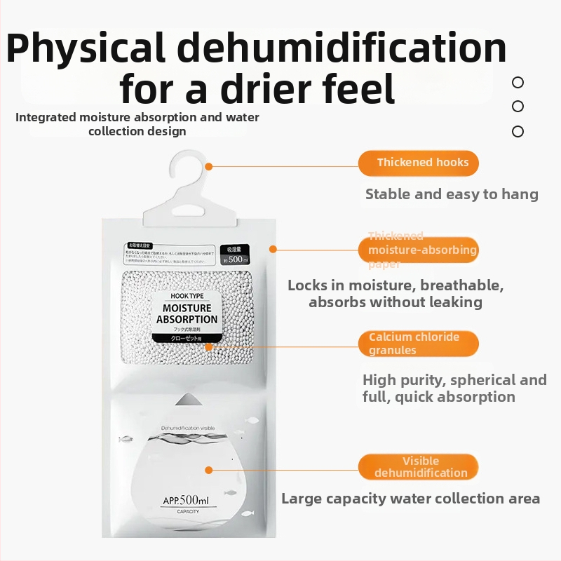 Bamboo rhyme Kaltsiumkloriidi desikantkott, 200 g, kinnitamiseks konksuga, kodune niiskuse vähendaja