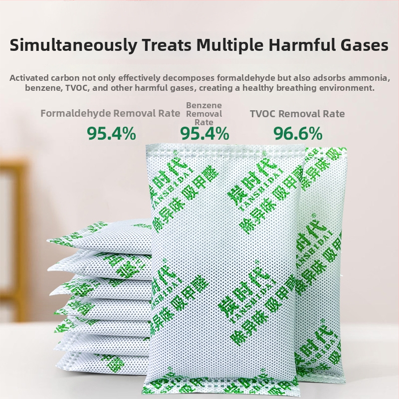 Bambusa ogļskābes maisiņš formaldehīda noņemšanai un mitruma uzsūkšanai, 100 g katrā maisiņā, piemērots telpai, iepakojums 10/15/20/30/50