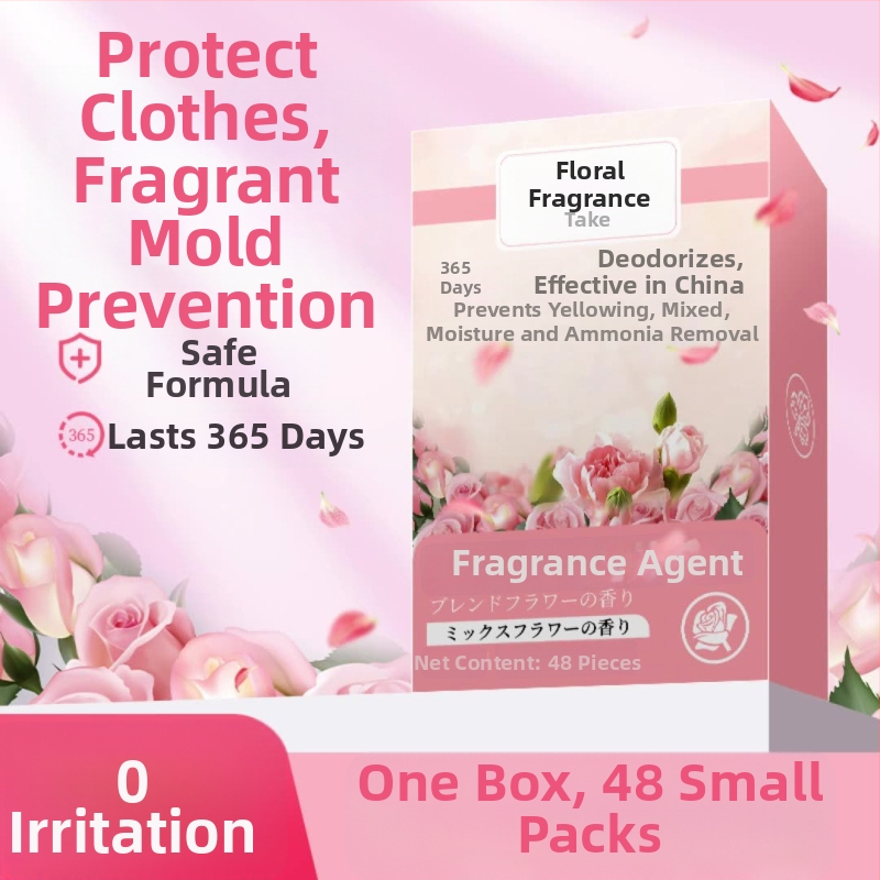 Drabužių spintos desikanto maišeliai rožių kamforo aromatu, 200 vnt., drėgmės sugeriančios granulės
