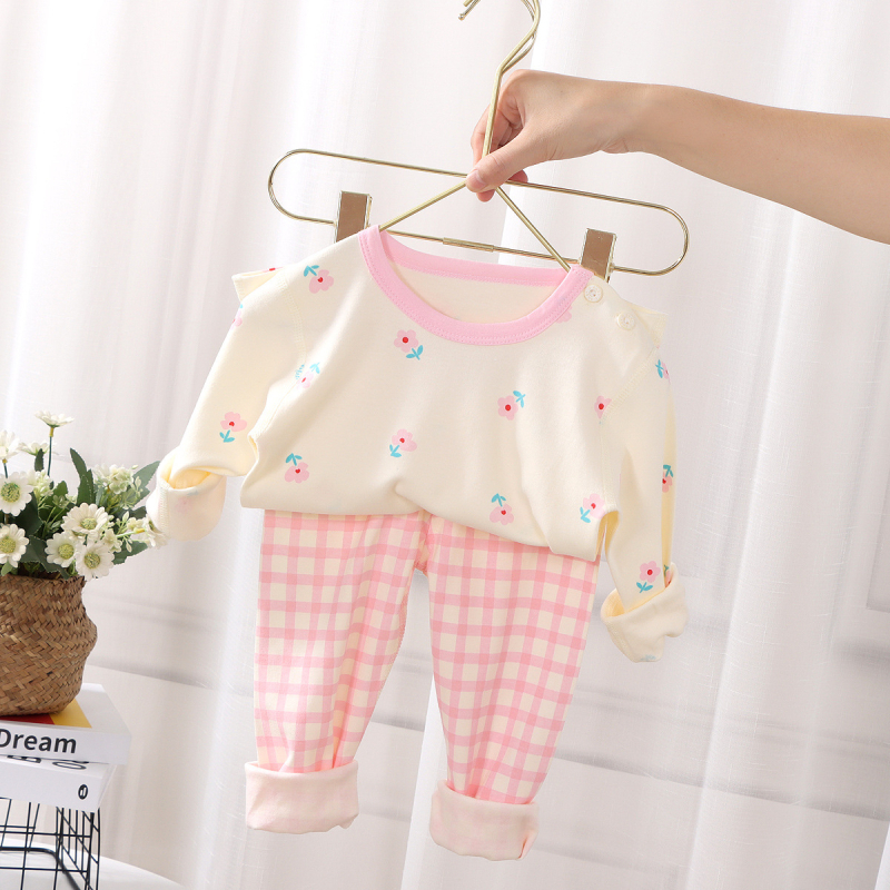 Gyerekeknek szóló koreai stílusú pamut pizsama készlet, uniszex, 100% pamut, 3–8 éveseknek, könnyű, antibakteriális, mintával állatmintás vagy mesés mintákkal