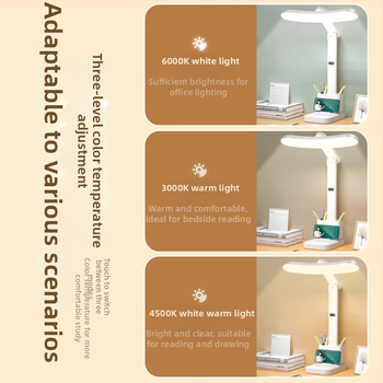 Kõver LED laualamp täis spektriga, silmade kaitseks, kokkupandav, sisseehitatud liitiumakuga, puutetundlik lüliti