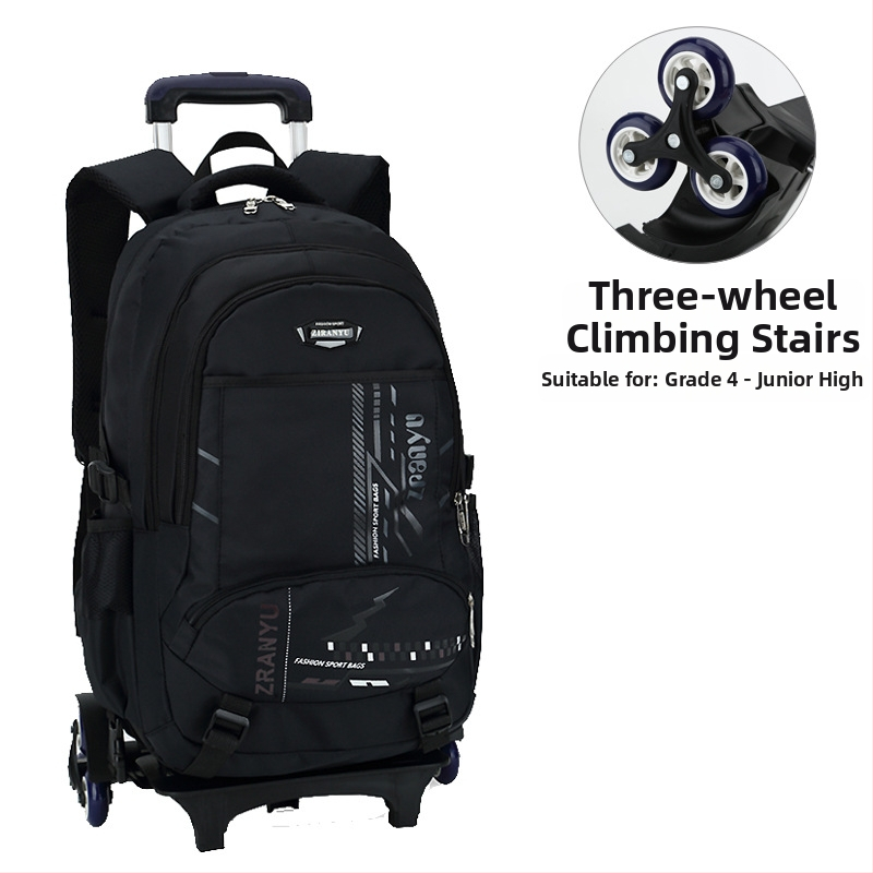 Oxford audinio mokyklinė kuprinė su šešių ratų tempimo rankena, geometrinis raštas, poliesterio pamušalas