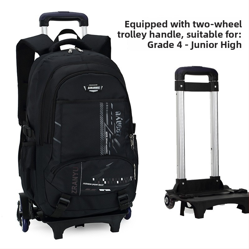 Oxford audinio mokyklinė kuprinė su šešių ratų tempimo rankena, geometrinis raštas, poliesterio pamušalas