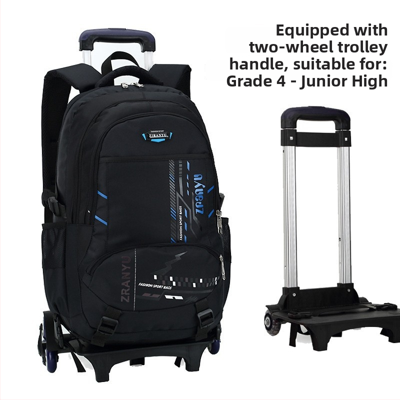 Oxford audinio mokyklinė kuprinė su šešių ratų tempimo rankena, geometrinis raštas, poliesterio pamušalas