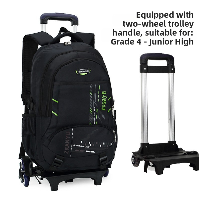 Oxford audinio mokyklinė kuprinė su šešių ratų tempimo rankena, geometrinis raštas, poliesterio pamušalas