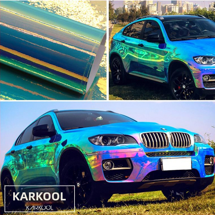 Auto kere värvimise kile Rainbow elektroplaatimise efektiga, PVC isekleepuv, kohandatav, kleepimine