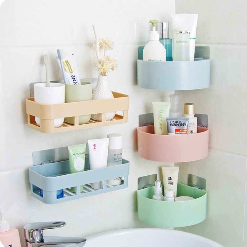 Pravokutni zidni ormarić za kupaonicu s odvodom – plastika, bez bušenja, jedan nivo