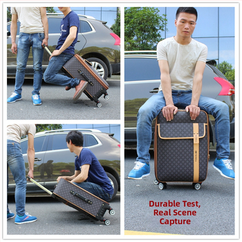 PU nahast reisikohver universaalsete ratastega, tõmblukuga avamine, triibuline muster, veekindel