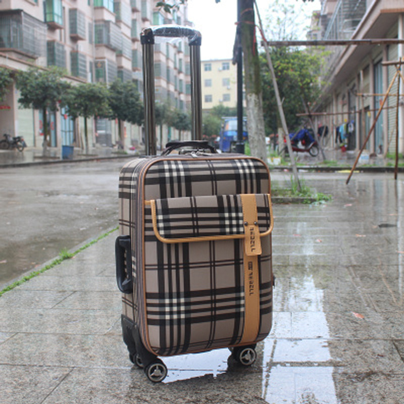 PU nahast reisikohver universaalsete ratastega, tõmblukuga avamine, triibuline muster, veekindel