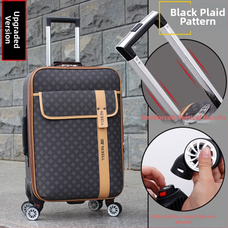 PU nahast reisikohver universaalsete ratastega, tõmblukuga avamine, triibuline muster, veekindel