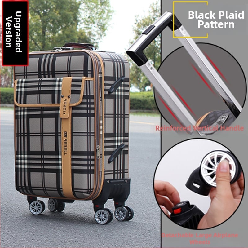 PU nahast reisikohver universaalsete ratastega, tõmblukuga avamine, triibuline muster, veekindel