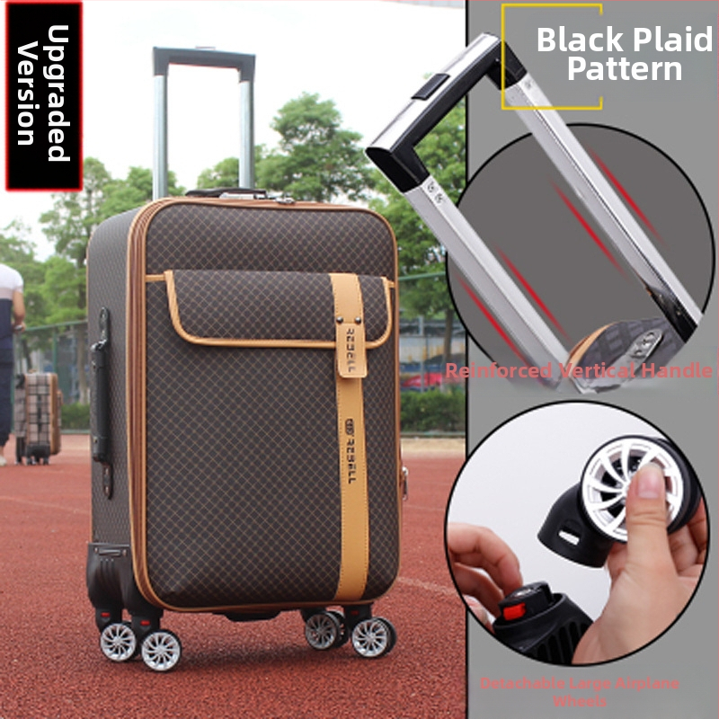 PU nahast reisikohver universaalsete ratastega, tõmblukuga avamine, triibuline muster, veekindel