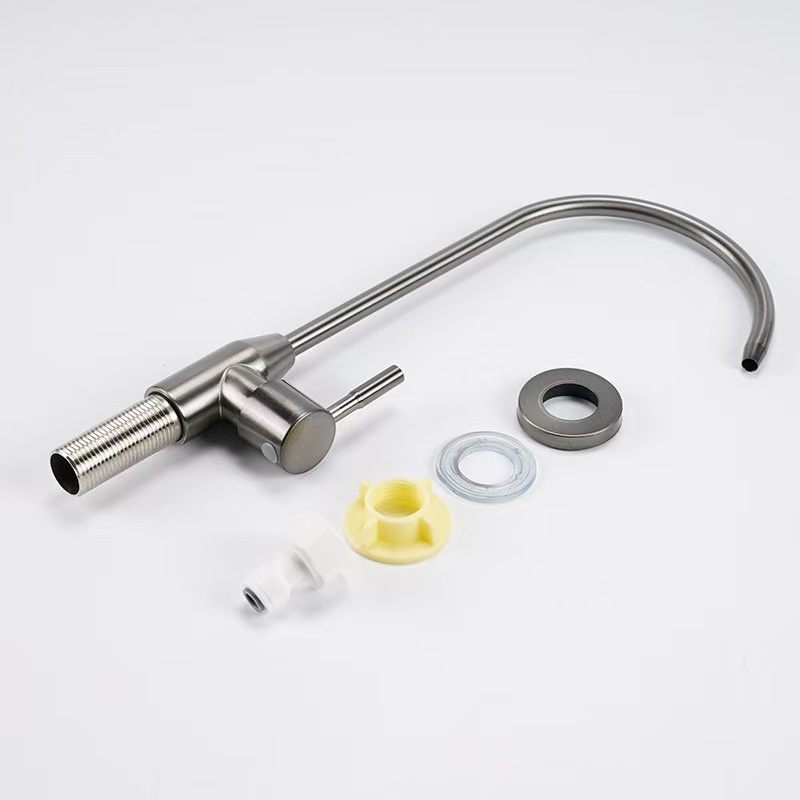 Кухненски кран за пречистване на вода с гъвкав извивка, неръждаема стомана, модел 6394, 1.63 MPa, вход/изход 4 точки, керамичен диск клапан