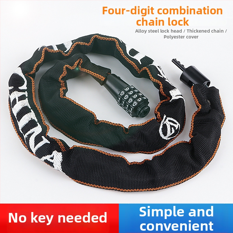 Велосипеден верижен катинар с 4-цифрен код, преносим, от сплавна стомана, тегло 450 g