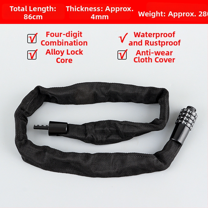 4 skaitmenų slaptažodžio dviračio grandinės užraktas, nešiojamas, iš lydinio plieno, svoris 450 g