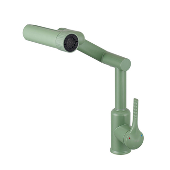 Кухненски кран с роботизирана ръка, въртящ се смесител за топла и студена вода, неръждаема стомана, вертикална инсталация, керамичен дисков вентил