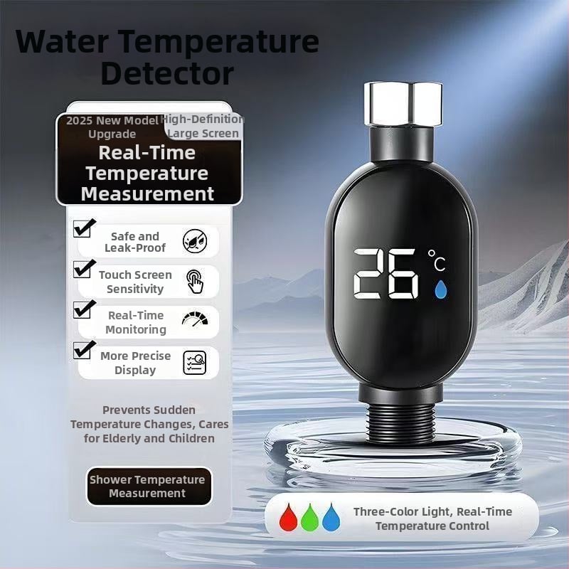 Zuhanyhőmérő, ABS burkolat, kézi telepítés, modern letisztult dizájn, magánmárka elérhető