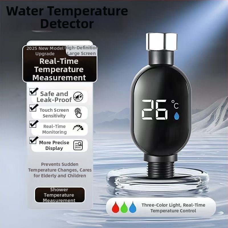 Zuhanyhőmérő, ABS burkolat, kézi telepítés, modern letisztult dizájn, magánmárka elérhető