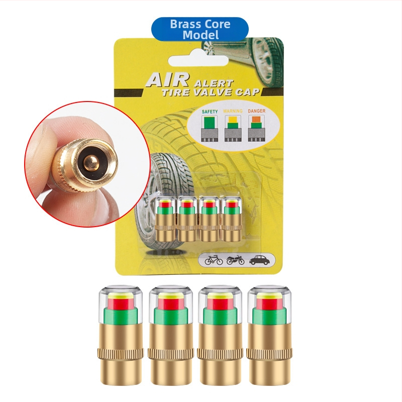 Riepu spiediena brīdinājuma vāciņš – 4 gab., 2,4 BAR vara kodols, materiāls: plastmasas kodols + vara kodols