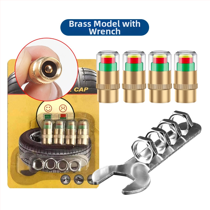 Riepu spiediena brīdinājuma vāciņš – 4 gab., 2,4 BAR vara kodols, materiāls: plastmasas kodols + vara kodols