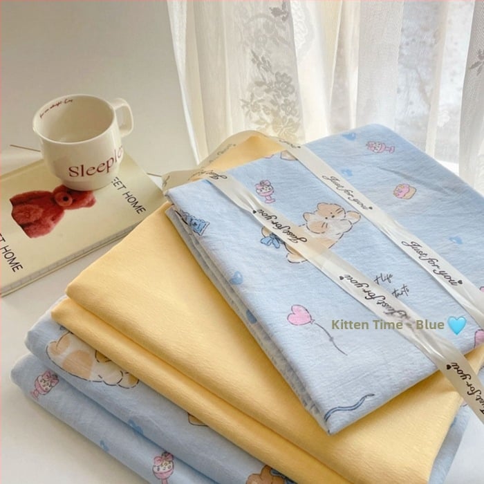 Štvordielny set posteľného prádla z dvojitého vlákna, jemný kvetinový vzor, plachta s gumou, reaktívny tlač