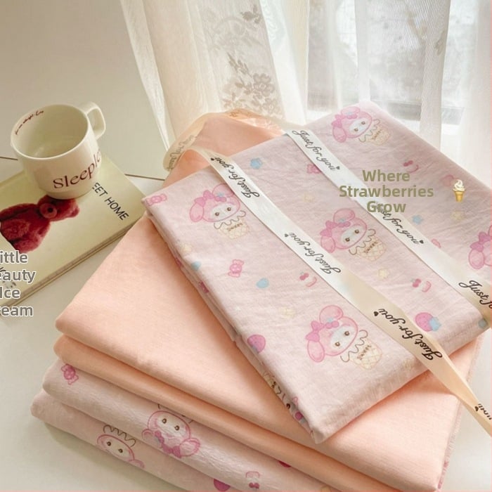 Štvordielny set posteľného prádla z dvojitého vlákna, jemný kvetinový vzor, plachta s gumou, reaktívny tlač