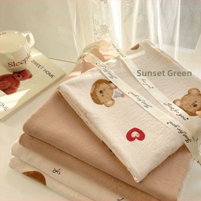 Štvordielny set posteľného prádla z dvojitého vlákna, jemný kvetinový vzor, plachta s gumou, reaktívny tlač