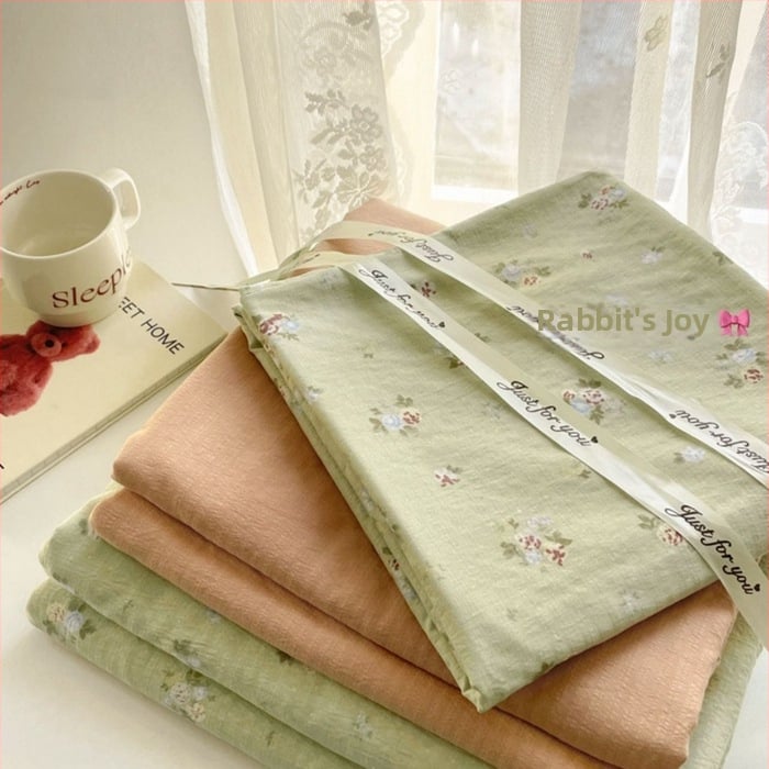 Štvordielny set posteľného prádla z dvojitého vlákna, jemný kvetinový vzor, plachta s gumou, reaktívny tlač