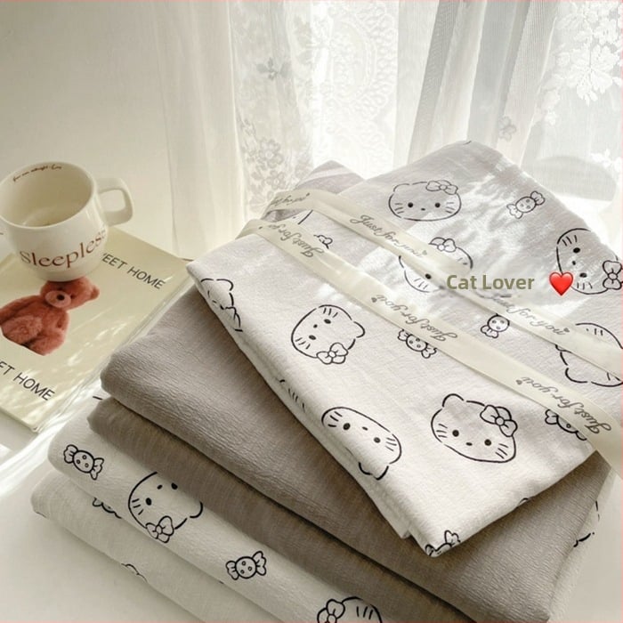 Štvordielny set posteľného prádla z dvojitého vlákna, jemný kvetinový vzor, plachta s gumou, reaktívny tlač