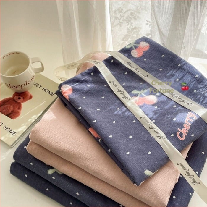 Štvordielny set posteľného prádla z dvojitého vlákna, jemný kvetinový vzor, plachta s gumou, reaktívny tlač