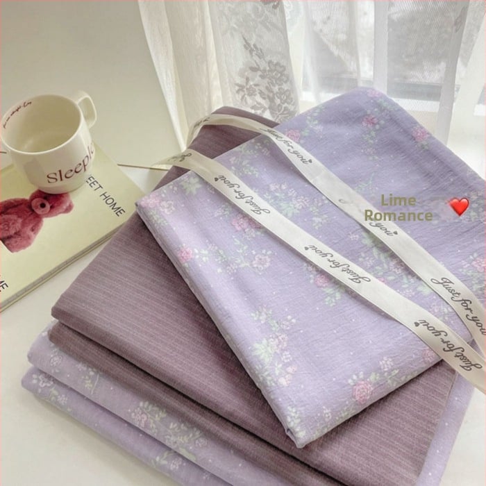 Štvordielny set posteľného prádla z dvojitého vlákna, jemný kvetinový vzor, plachta s gumou, reaktívny tlač