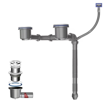 Kuchynské odvodňovacie potrubie príslušenstvo — úspora miesta, univerzálny kompletný set pre jednosed a dvojdrez; Štýl: moderná jednoduchosť; Materiál: Iný; Značka: Iná; Certifikácia: Žiadna