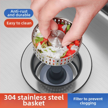 Stlačovací typ kuchynského drezu s filtrom z nehrdzavejúcej ocele 304, s pružinovým jadrom