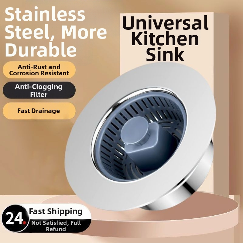 Stlačovací typ kuchynského drezu s filtrom z nehrdzavejúcej ocele 304, s pružinovým jadrom