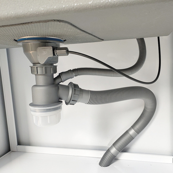 Кухненски дренаж с повдигащ механизъм за мивка, неръждаема стомана, модел D01, S-образна форма, модерен минималистичен стил